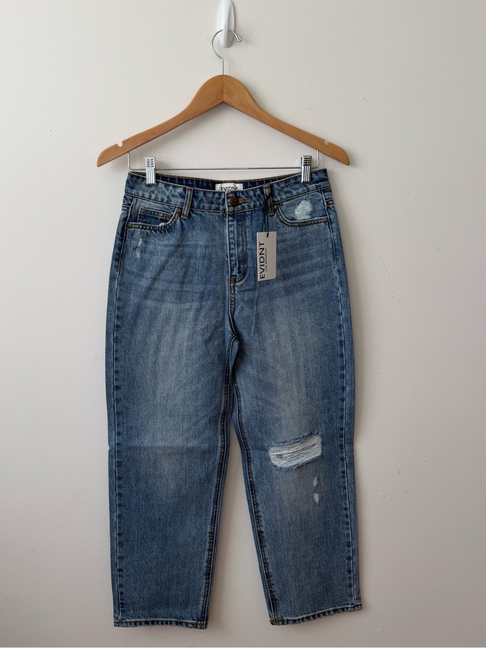 Anthropologie EVIDNT Malibu Girlfriend High Rise Jeans Distressed Size 26 New